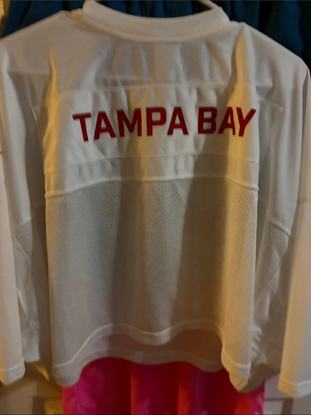 Nike White Buccaneers Mesh Jersey with Red Script